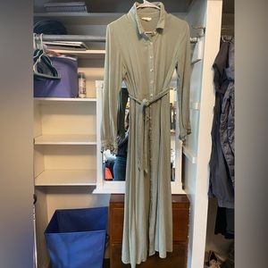 Maxi green button up dress